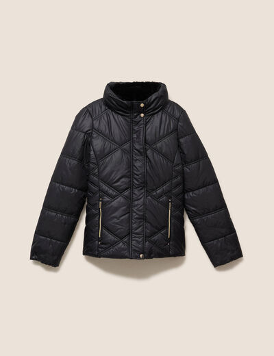Doudoune cintr&eacute;e avec capuche noir femme