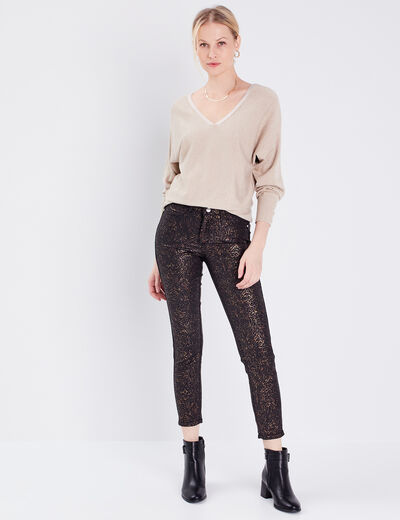 Pantalon ajusté réversible noir femme