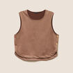 Top cintr&eacute; sans manches col rond camel femme