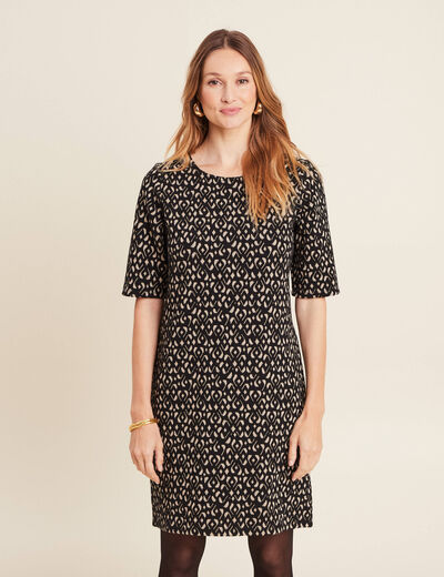 Robe droite manches courtes noir femme