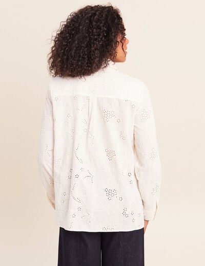 Chemise droite manches longues ecru femme