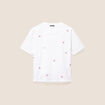 T-shirt droit brod&eacute; manches courtes ecru femme