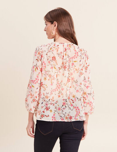 Blouse ample en voile manches 3/4 multicolore femme