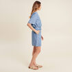 Combishort ceintur&eacute;e denim double stone femme