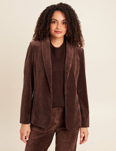 Veste tailleur velours marron femme