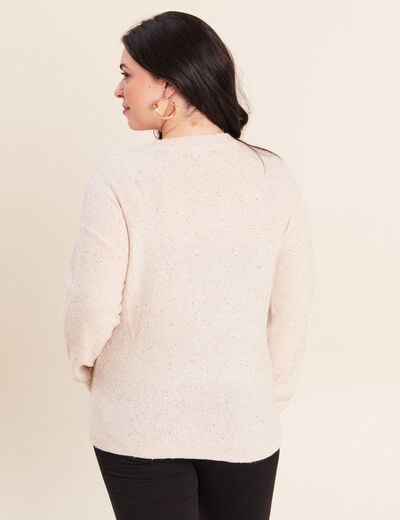 Pull col v manches longues &agrave; sequins couleur or femme