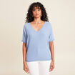 Pull manches courtes plumetis bleu ciel femme