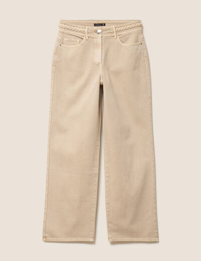 Jean large 7/8ème taille haute denim beige femme