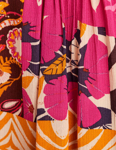 blouse ample crêpe col tunisien rose femme