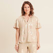 Blouse ample manches courtes beige fonce femme