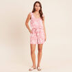 Short droit ceintur&eacute; orange corail femme