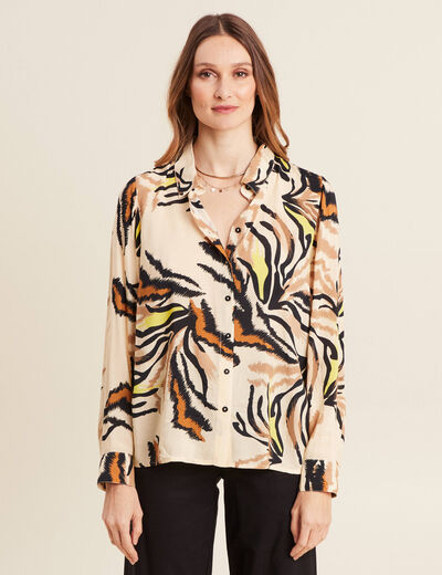 Chemise manches longues creme femme