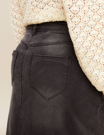 Jupe crayon en jean denim gris femme