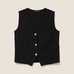 Gilet droit court sans manches col v noir femme