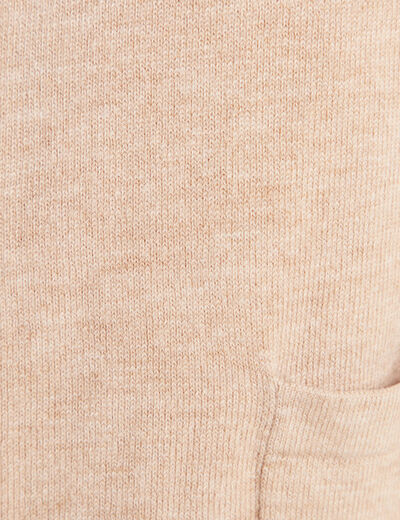 Gilet droit mi-long à capuche creme femme