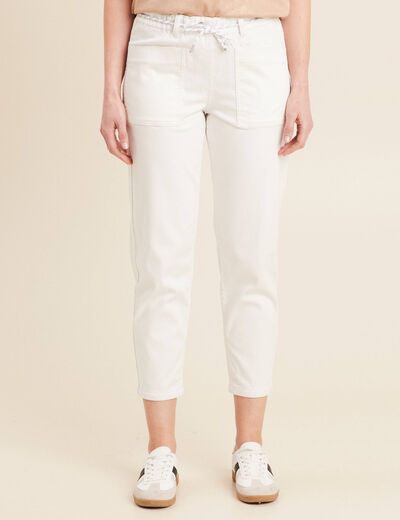 Pantalon droit réversible blanc femme