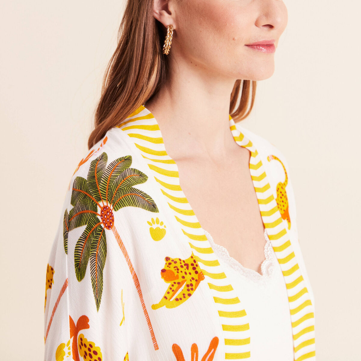 Kimono avec poches multicolore femme