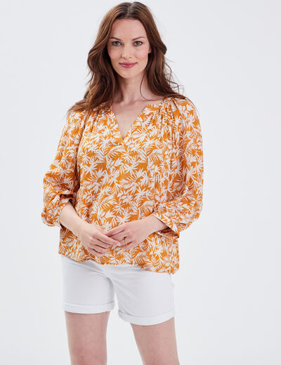 Blouse manches 3/4 jaune femme