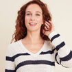 Pull manches longues ajouré ecru femme