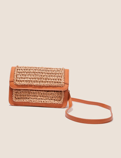 Sac rectangulaire tressé beige femme