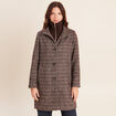 Manteau col montant doubl&eacute; marron femme