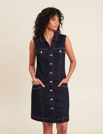 Robe droite en jean denim brut femme