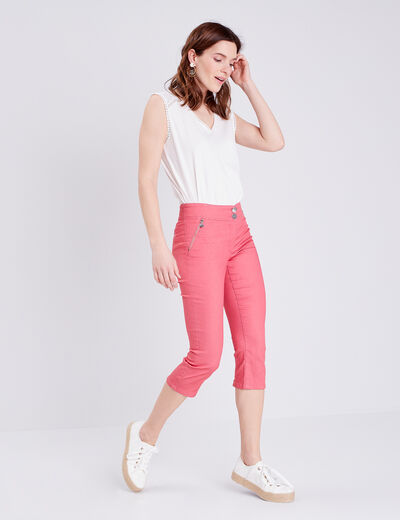 Pantacourt ajusté vieux rose femme
