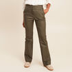 Pantalon bootcut enduit taille haute vert kaki femme