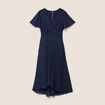 Robe longue &eacute;vas&eacute;e col v manches courtes bleu marine femme