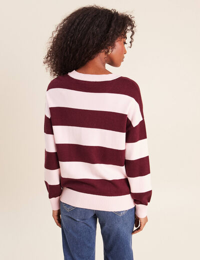 Pull col rond bordeaux femme