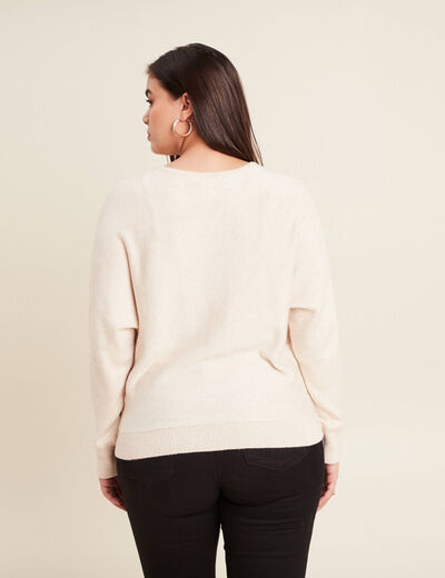 Pull manches longues creme femme
