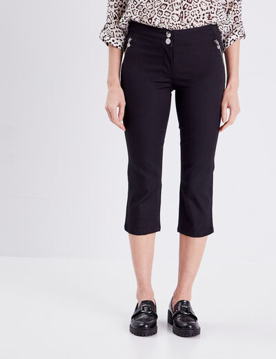 Pantacourt ajusté noir femme