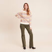 Pantalon coupe bootcut &agrave; pont vert kaki femme