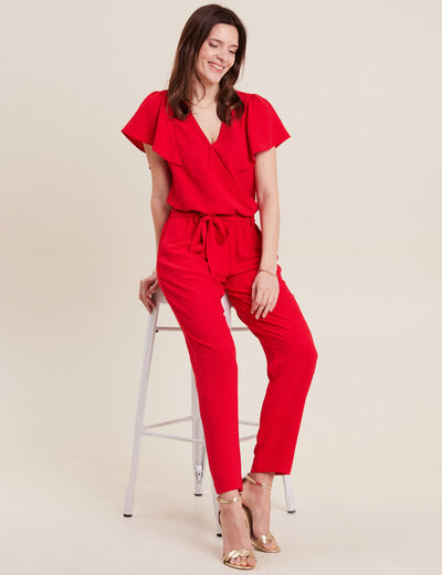 Combinaison pantalon droite rouge femme