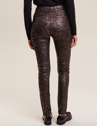 Pantalon ajusté couleur bronze femme