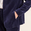 Veste tailleur velours bleu marine femme