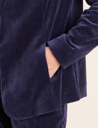Veste tailleur velours bleu marine femme