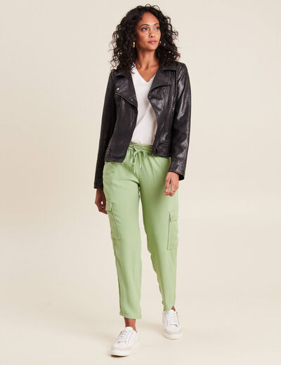 Pantalon cargo vert émeraude femme