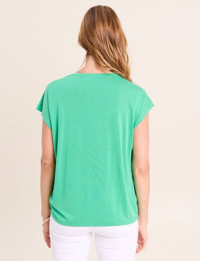 T-shirt droit col rond manches courtes vert menthe femme