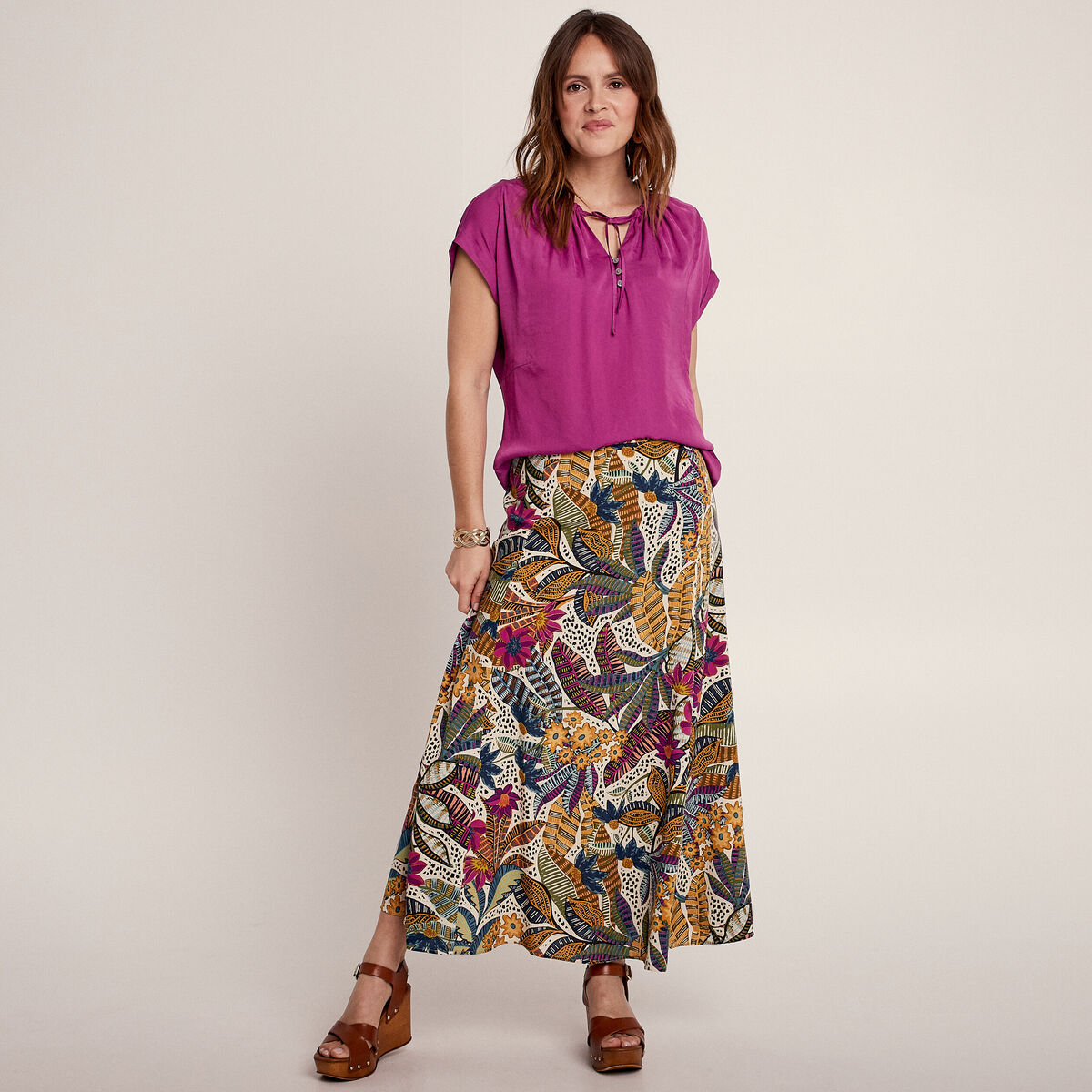 Blouse manches courtes violet femme