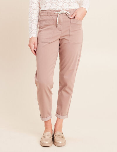 Pantalon coupe mom 7/8&egrave;me taupe femme