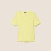 T-shirt col v manches courtes jaune clair femme