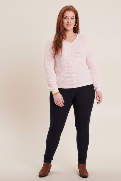 Jeans slim taille haute denim brut femme