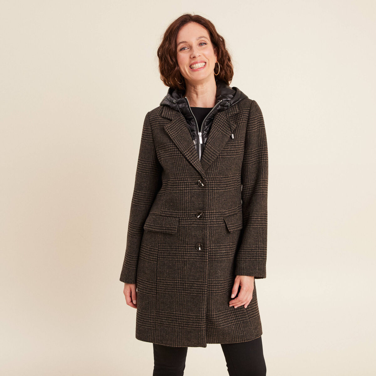 Manteau D'hiver Noize Femme Avec Capuche Amovible – Taille S, Noir, Longue Coupe
