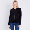 Gilet manches longues zippé noir femme