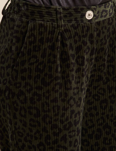 Pantalon large velours vert foncé femme