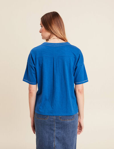 T-shirt manches courtes bleu femme