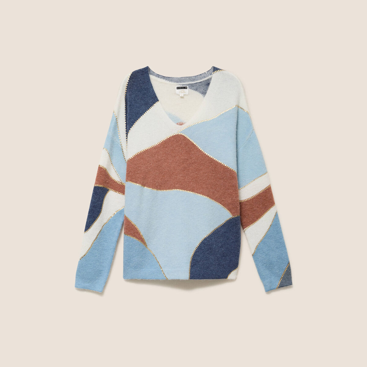 Pull manches longues multicolore femme