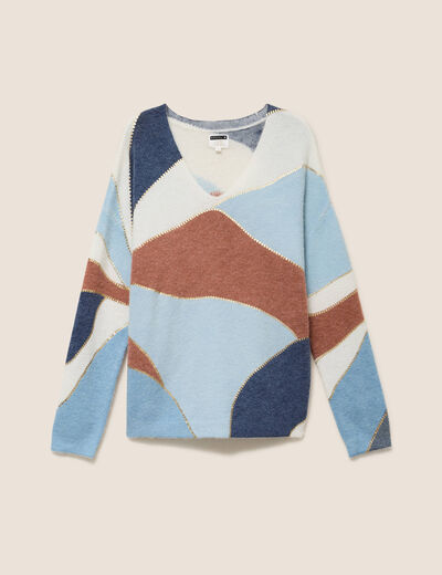 Pull manches longues multicolore femme