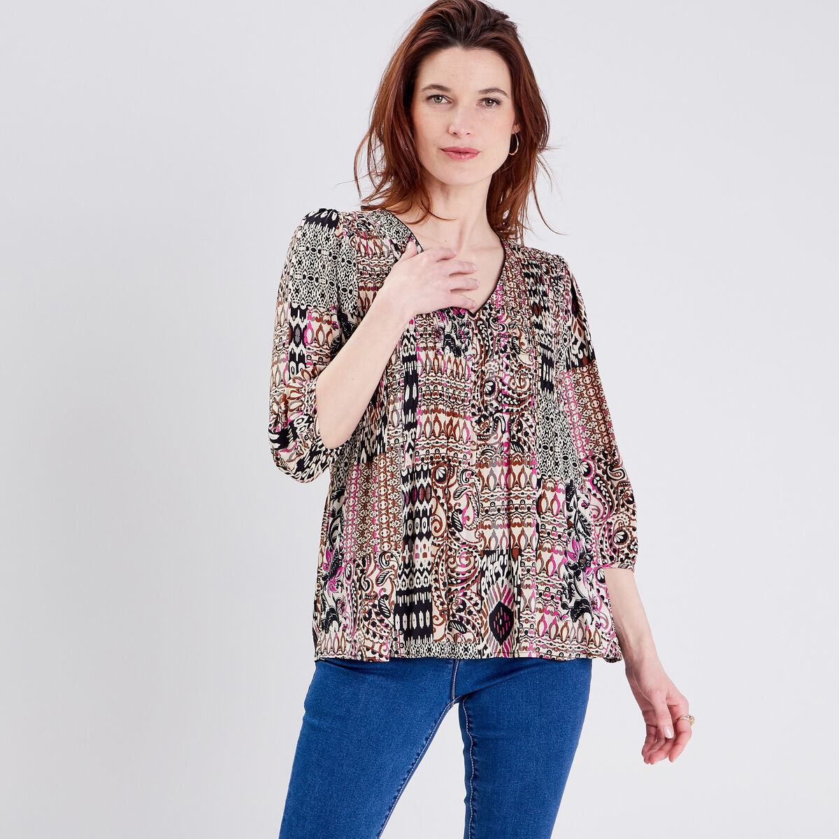 Blouse manches 3/4 creme femme